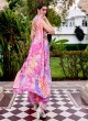 Multi Color Batik Print Silk Palazzo Suit With Jacket